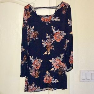 Open Sleeve Floral Shift Dress